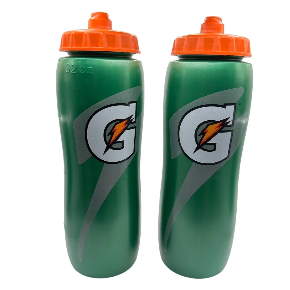 Gatorade 32oz Squeeze Water Bottle Set of 2 Green Orange Sports Hydration